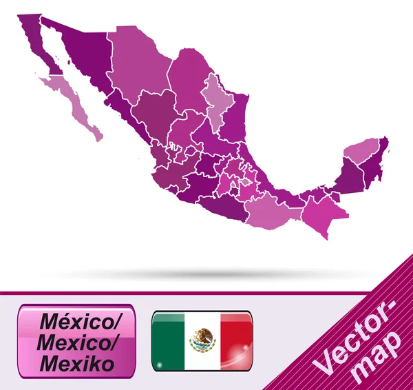 Mapa online de México — Archivo Imágenes Vectoriales