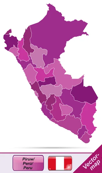 Mapa peru — Stockový vektor