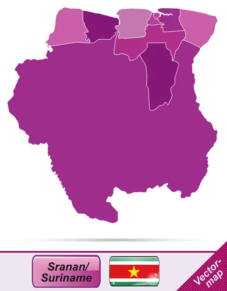 Mapa surinamu — Stockový vektor