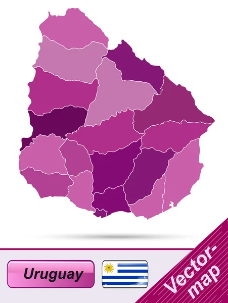 El mapa de Uruguay — Archivo Imágenes Vectoriales