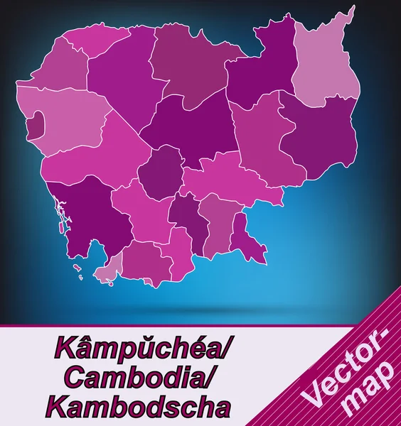 Mapa online de Camboya — Vector de stock