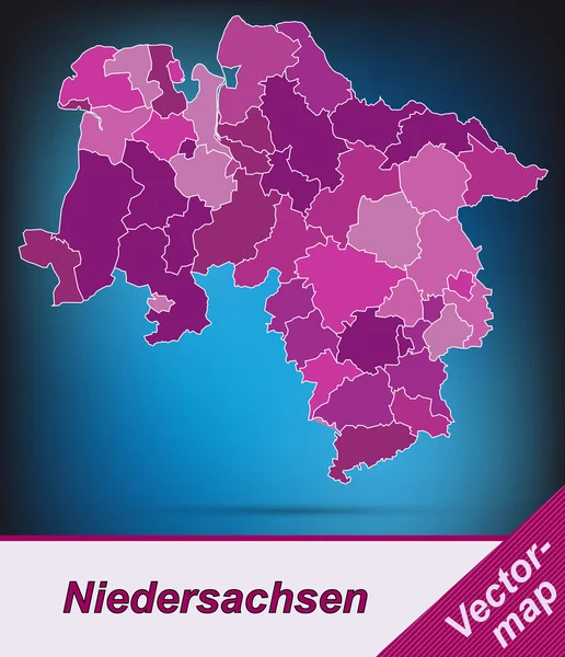 Kort over Niedersachsen – Stock-vektor