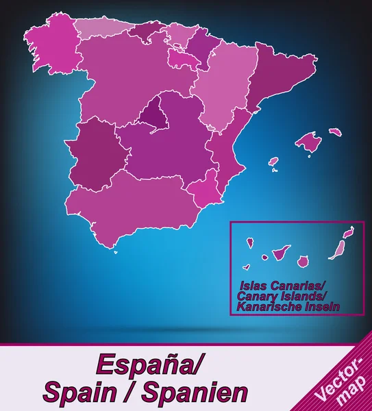 Mapa da Espanha — Vetor de Stock