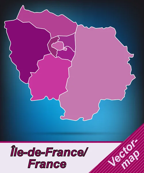 Mapa regionu ile-de-france — Wektor stockowy