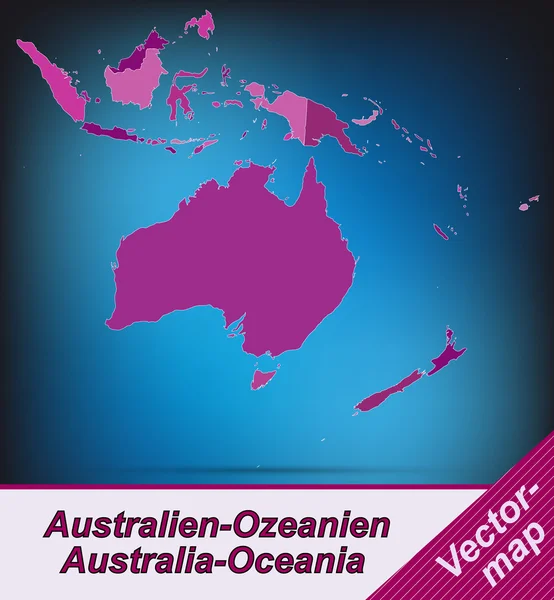 La mappa di Australia-Oceania — Vettoriale Stock