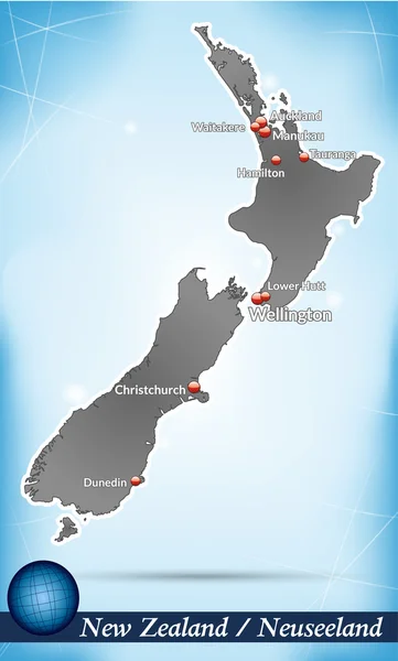 Karta över Nya Zeeland — Stock vektor
