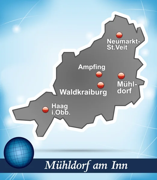 La mappa di Muehldorf — Vettoriale Stock