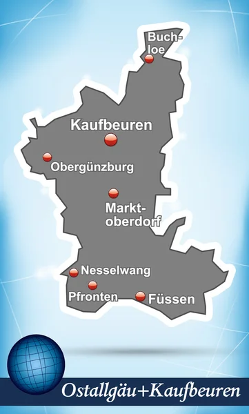 La carte de Ostallgaeu Kaufbeuren — Image vectorielle