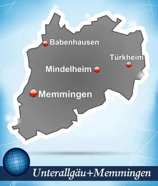 Peta Unterallgaeu Memmingen - Stok Vektor