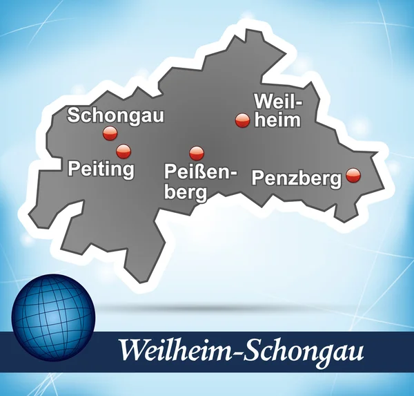 Map of Weilheim Schongau — Stock Vector