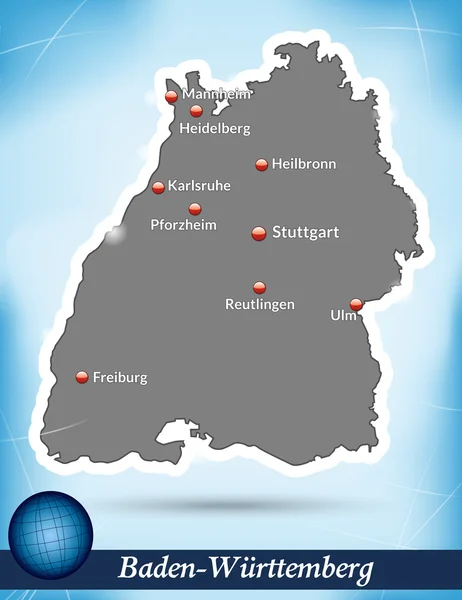 Kaart van Baden-Wuerttemberg — Stockvector