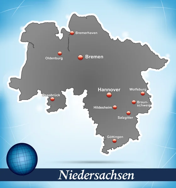 Mapa de Baja Sajonia — Archivo Imágenes Vectoriales