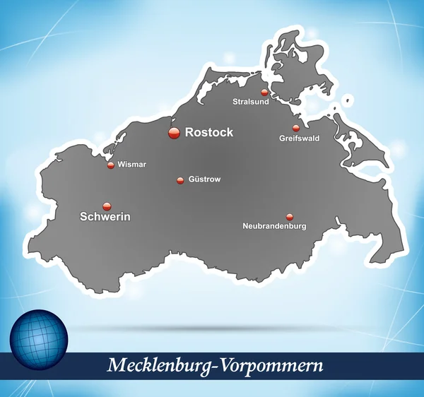 Map of Mecklenburg-Western Pomerania — Stock Vector
