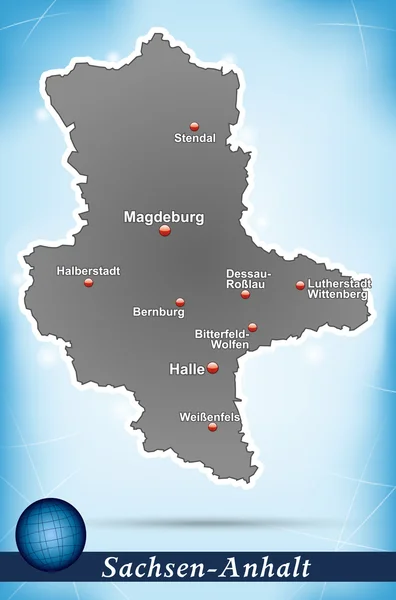 Mapa země Sasko Anhaltsko — Stockový vektor