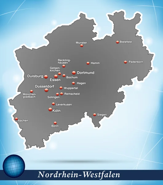 Mapa da Renânia do Norte-Vestefália — Vetor de Stock