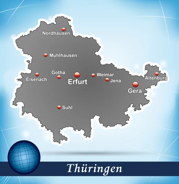 Karta över Thüringen — Stock vektor