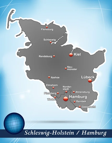 Mapa online de Schleswig-Holstein — Archivo Imágenes Vectoriales