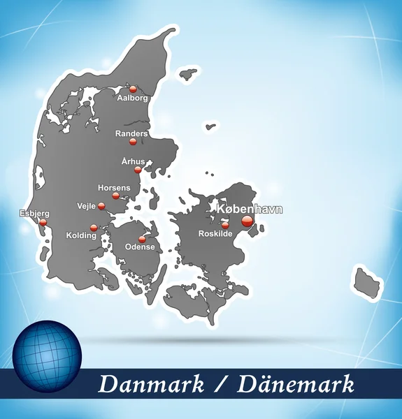 Mapa da Dinamarca —  Vetores de Stock