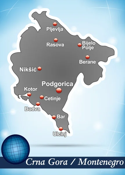 Kaart van Montenegro — Stockvector