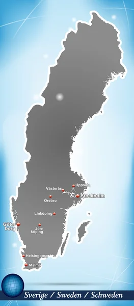 La mappa di Svezia — Vettoriale Stock