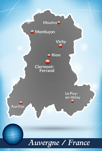Mapa Auvergne — Wektor stockowy