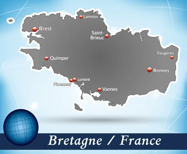 La carte de Bretagne — Image vectorielle