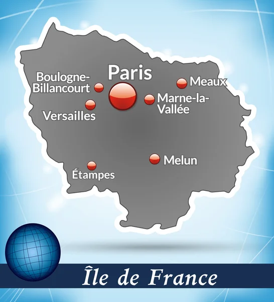イルド フランスの地図 — ストックベクタ