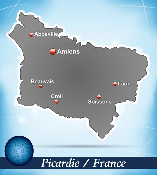 El mapa de picardie — Vector de stock