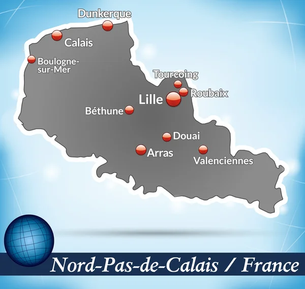 La carte de Nord-pas-de-calais — Image vectorielle