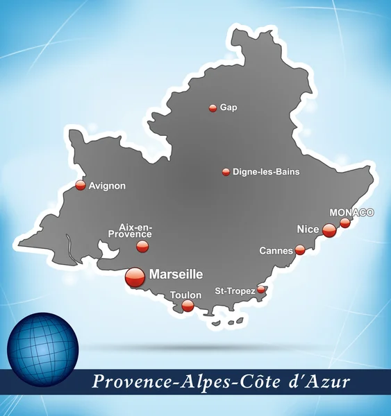 Provence-alpes-cote d azur Haritası — Stok Vektör