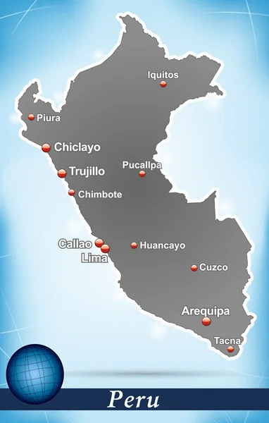 El mapa de Perú — Vector de stock