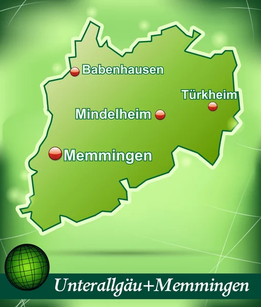 O mapa de Unterallgaeu Memmingen — Vetor de Stock