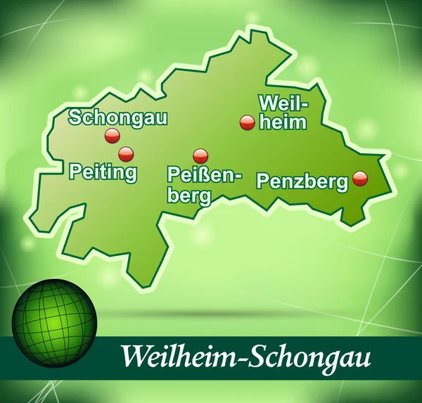Karta över weilheim schongau — Stock vektor
