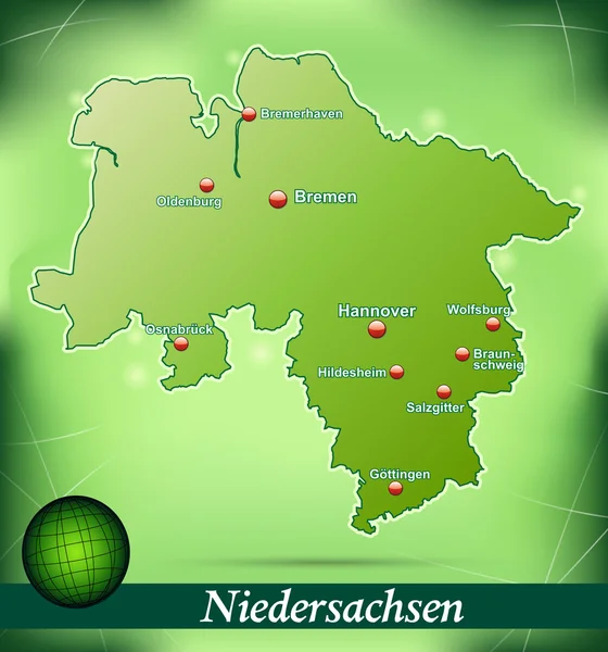 Karta över Niedersachsen — Stock vektor