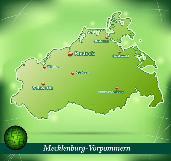 Mapa de Mecklemburgo-Pomerania Occidental — Archivo Imágenes Vectoriales