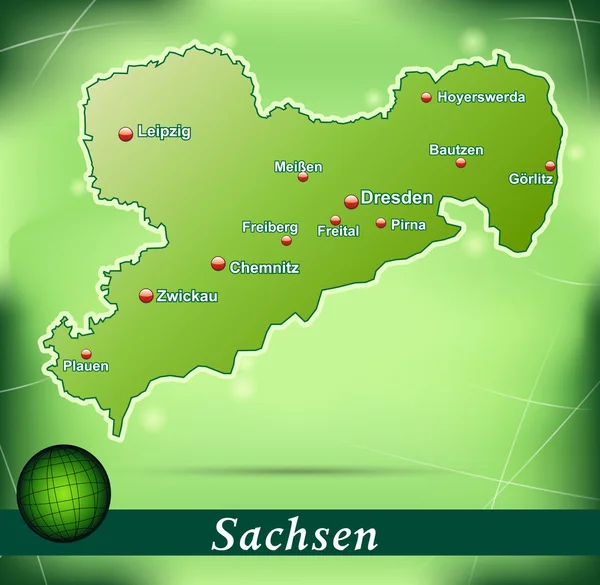 Karta över Sachsen — Stock vektor