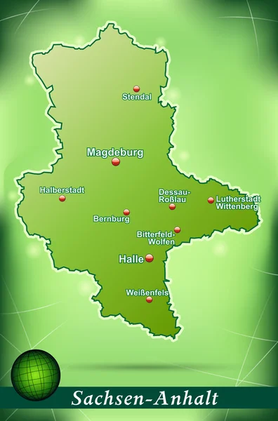 O mapa de Saxony-Anhalt —  Vetores de Stock