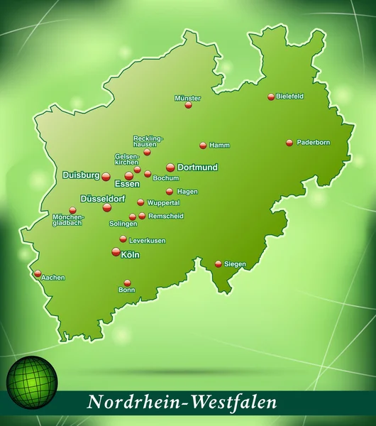 Kaart van Nordrhein-Westfalen — Stockvector