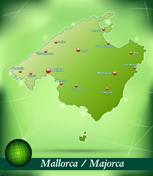 La mappa di Maiorca — Vettoriale Stock