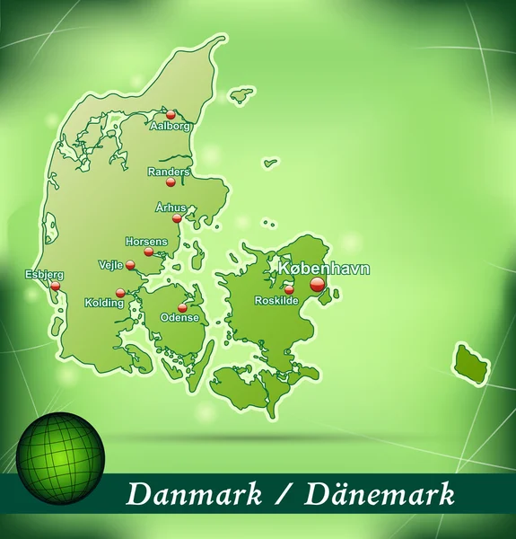 Mapa da Dinamarca — Vetor de Stock