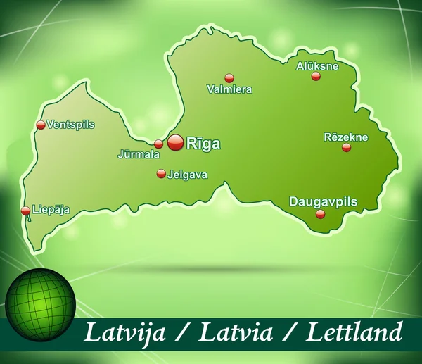 Kaart van Letland — Stockvector