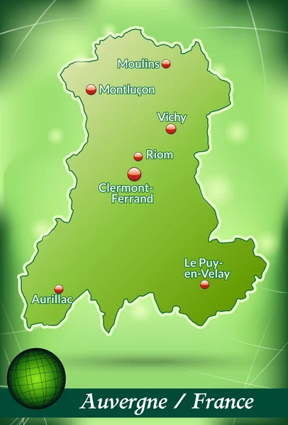 La carte de l'auvergne — Image vectorielle