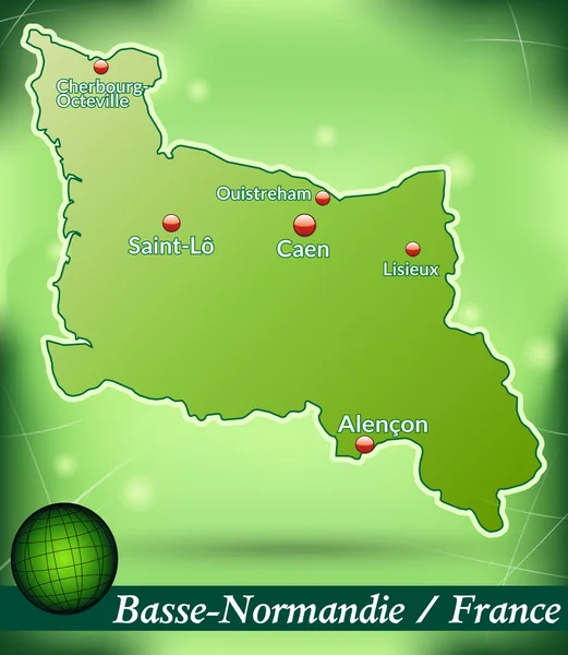 Mappa della Bassa Normandia — Vettoriale Stock