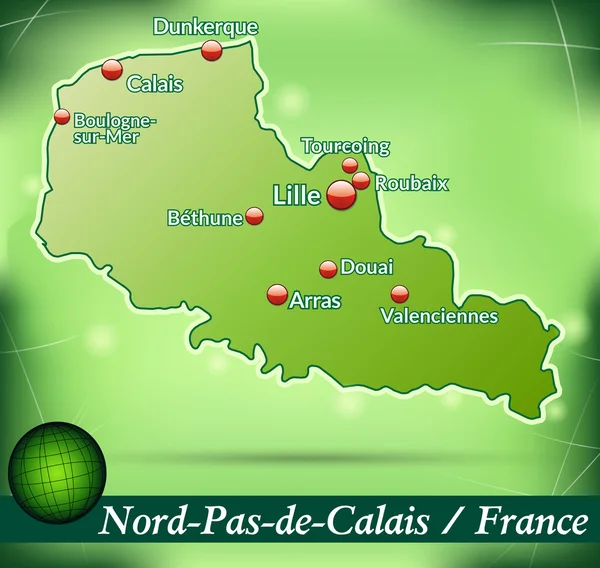 La carte de Nord-pas-de-calais — Image vectorielle