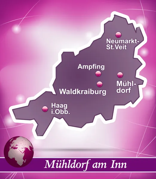 Map of Muehldorf — Stock Vector