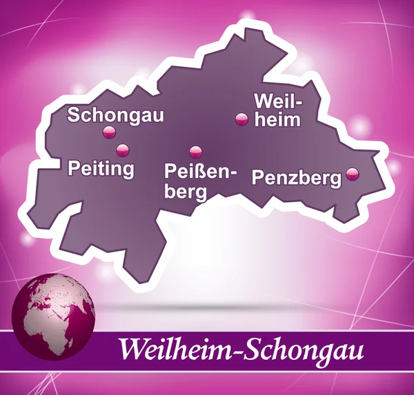 Map of Weilheim Schongau — Stock Vector