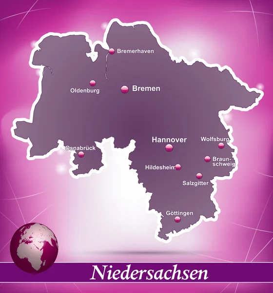 Map of Lower Saxony — Stock Vector