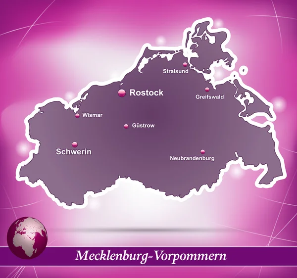 Karta över Mecklenburg-Vorpommern — Stock vektor