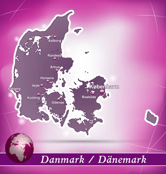 Kaart van Denemarken — Stockvector