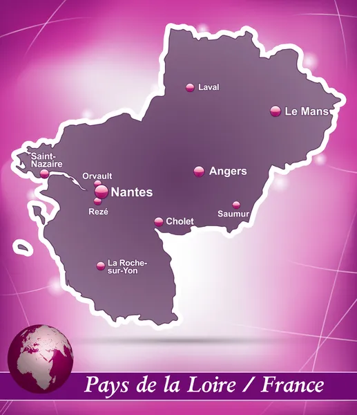 Mapa pays de la Loire — Stockový vektor